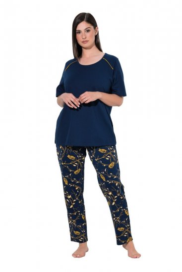 Ulla Popken 852577 Pyjama à motifs Bleu marine - Pyjamas/vêtements de détente - 