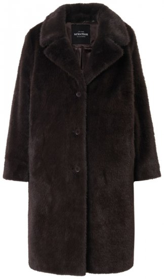 Ulla Popken 852605 Manteau en fausse fourrure Brun acajou - Manteaux - Manteaux grande taille pour femme