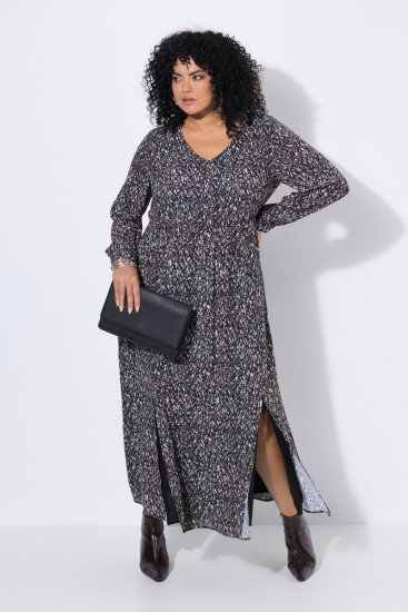 Ulla Popken 852606 Robe longue imprimée Noir - Robes maxi - Robes longues pour femmes rondes