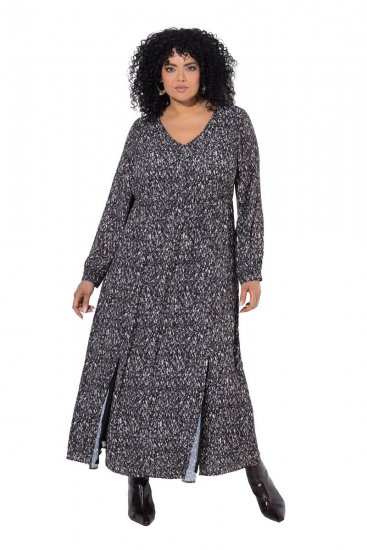 Ulla Popken 852606 Robe longue imprimée Noir - Robes maxi - Robes longues pour femmes rondes
