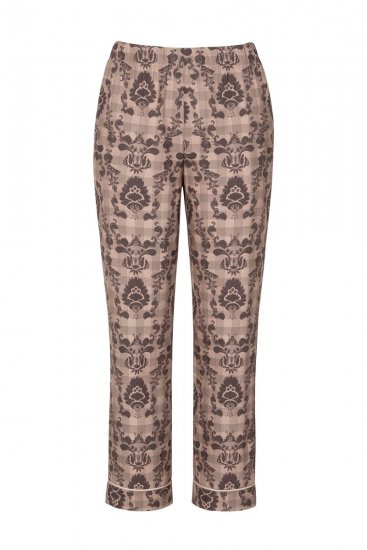 Ulla Popken 852649 Pyjama à motifs et col chemise Marron - Pyjamas/vêtements de détente - 