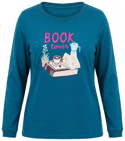 Ulla Popken 852710 Pull d'intérieur à manches longues Pétrole - Pyjamas/vêtements de détente - 