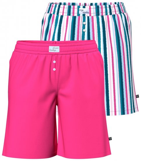 Ulla Popken 852752 Short de pyjama à rayures lot de 2 Rose - Pyjamas/vêtements de détente - 