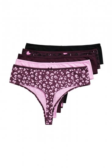 Ulla Popken 852758 Strings à motifs lot de 5 Prune - Culottes - 
