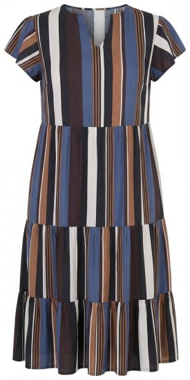 Ulla Popken 852771 Robe rayée à volants Bleu marine - Robes - Des robes dans toutes les tailles