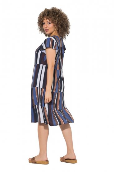 Ulla Popken 852771 Robe rayée à volants Bleu marine - Robes - Des robes dans toutes les tailles