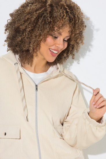 Ulla Popken 852802 Veste en velours côtelé Blanc cassé - Vestes - Vestes grande taille pour femme