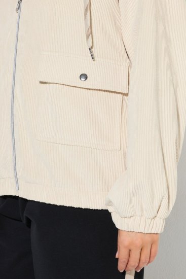 Ulla Popken 852802 Veste en velours côtelé Blanc cassé - Vestes - Vestes grande taille pour femme
