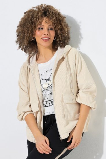 Ulla Popken 852802 Veste en velours côtelé Blanc cassé - Vestes - Vestes grande taille pour femme