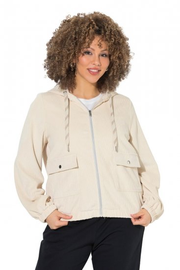 Ulla Popken 852802 Veste en velours côtelé Blanc cassé - Vestes - Vestes grande taille pour femme