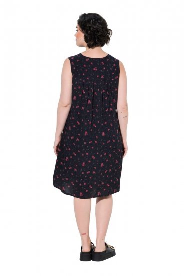 Ulla Popken 852824 Robe fleurie Noir - Robes d'été - Robes légères d'été en grande taille
