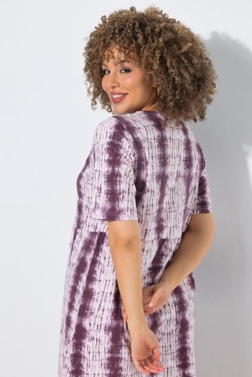 Ulla Popken 852854 Robe mi-longue rayée Marron - Robes midi - Robes mi-longues pour femmes rondes