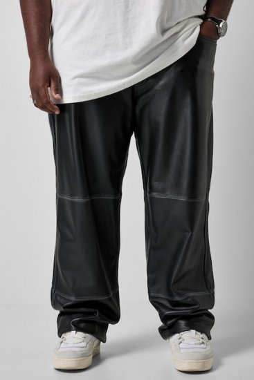 JP1880 853066 Pantalon en cuir à grandes poches arrière Noir - Pantalons en cuir pour homme en grandes tailles - Pantalons en cuir grandes tailles