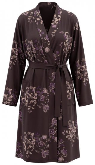 Ulla Popken 853204 Peignoir fleuri Marron - Robes de chambre & peignoirs - 