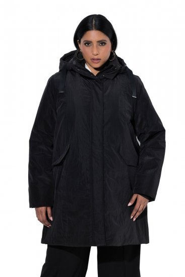 Ulla Popken 853351 Veste matelassée Sympatex imperméable à capuche Noir - Vestes - Vestes grande taille pour femme