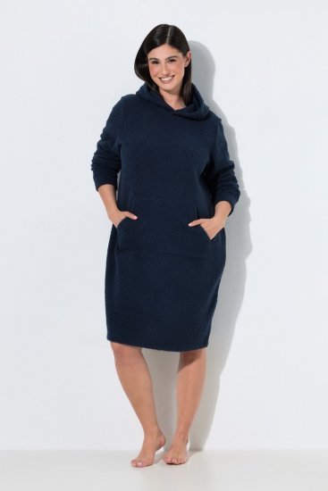 Ulla Popken 853353 Robe d'intérieur à capuche Bleu marine - Pyjamas/vêtements de détente - 