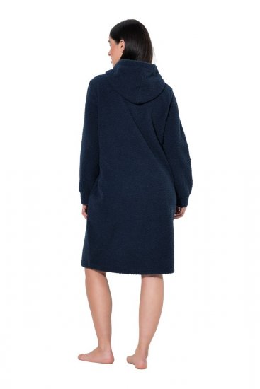 Ulla Popken 853353 Robe d'intérieur à capuche Bleu marine - Pyjamas/vêtements de détente - 