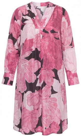 Ulla Popken 853426 Robe fleurie Prune - Robes midi - Robes mi-longues pour femmes rondes