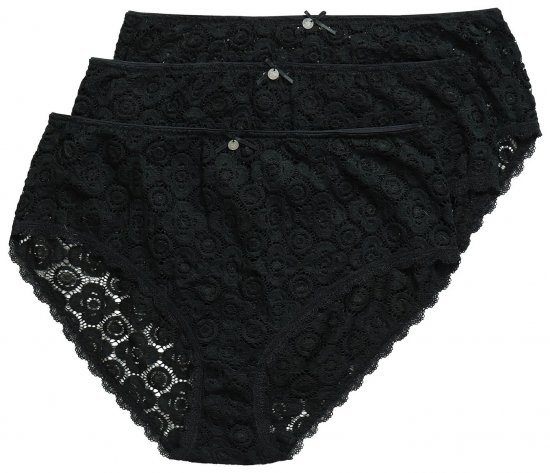 Ulla Popken 853495 Culottes à fleurs lot de 3 Noir - Culottes - 