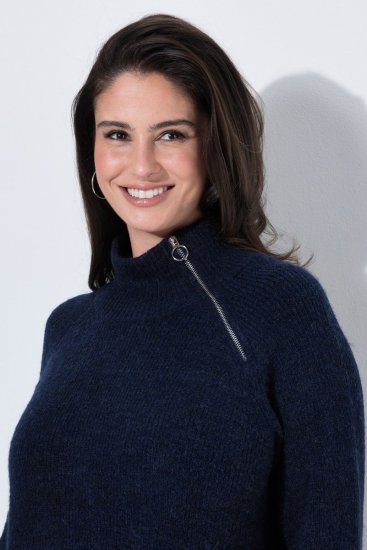 Ulla Popken 853504 Robe en maille à col roulé Bleu marine - Robes - Des robes dans toutes les tailles
