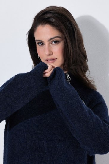 Ulla Popken 853504 Robe en maille à col roulé Bleu marine - Robes - Des robes dans toutes les tailles
