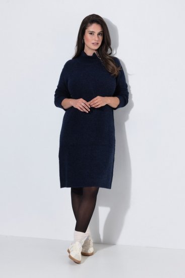 Ulla Popken 853504 Robe en maille à col roulé Bleu marine - Robes - Des robes dans toutes les tailles