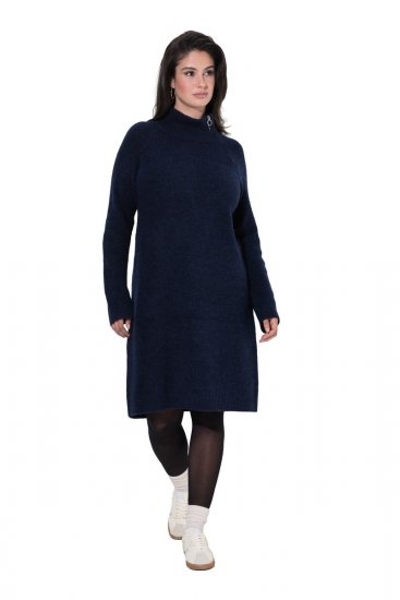 Ulla Popken 853504 Robe en maille à col roulé Bleu marine - Robes - Des robes dans toutes les tailles