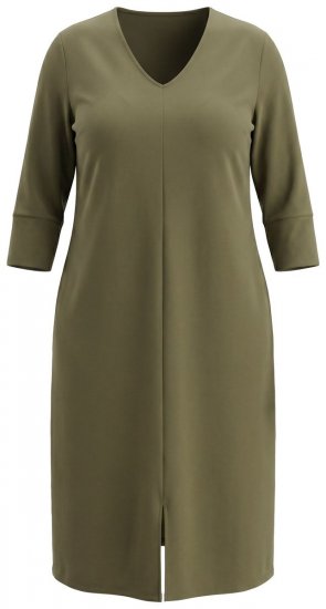 Ulla Popken 853510 Robe mi-longue à poches Kaki - Robes midi - Robes mi-longues pour femmes rondes