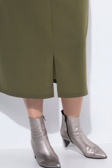 Ulla Popken 853510 Robe mi-longue à poches Kaki - Robes midi - Robes mi-longues pour femmes rondes