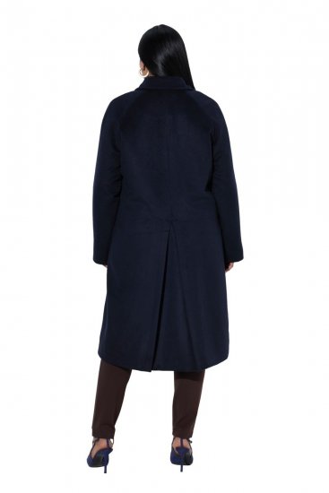 Ulla Popken 853646 Manteau en laine à col chemise Bleu marine - Manteaux - Manteaux grande taille pour femme