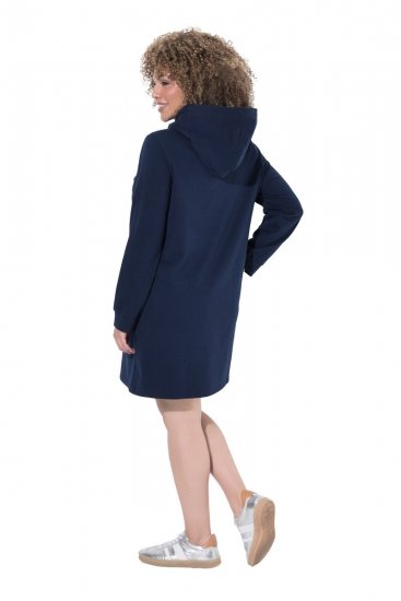 Ulla Popken 853652 Robe en velours à capuche Bleu marine - Robes de soirée - Robes de soirée en grandes tailles