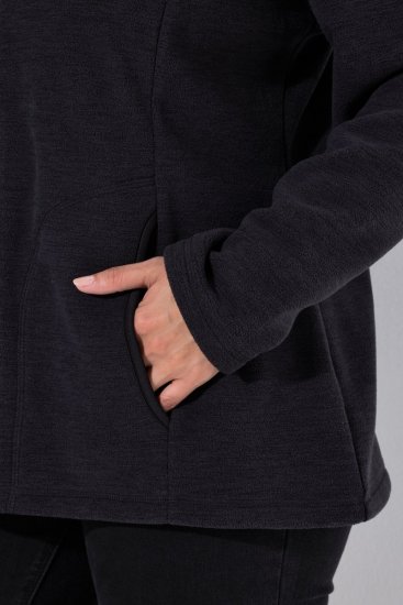 Ulla Popken 853668 Veste polaire à col montant Noir - Vêtements en laine polaire - 