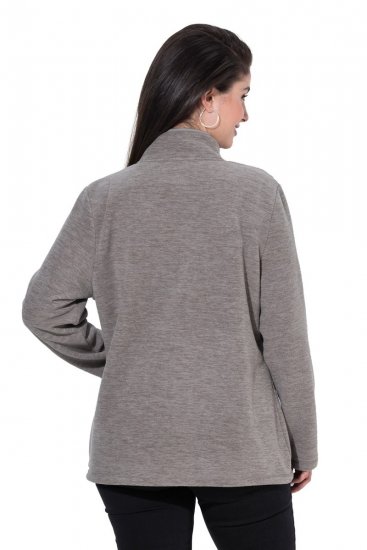 Ulla Popken 853668 Veste polaire à col montant Gris - Vêtements en laine polaire - 