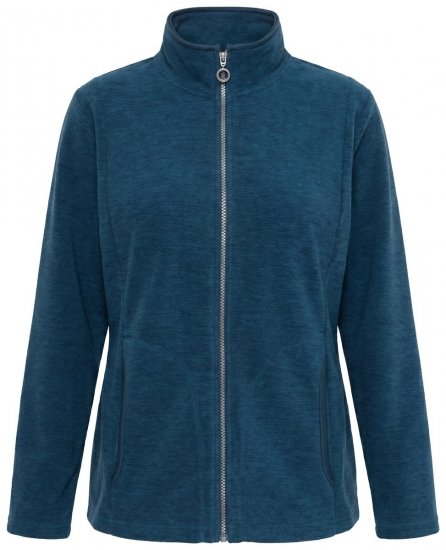 Ulla Popken 853668 Veste polaire à col montant Pétrole - Vêtements en laine polaire - 