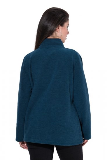 Ulla Popken 853668 Veste polaire à col montant Pétrole - Vêtements en laine polaire - 