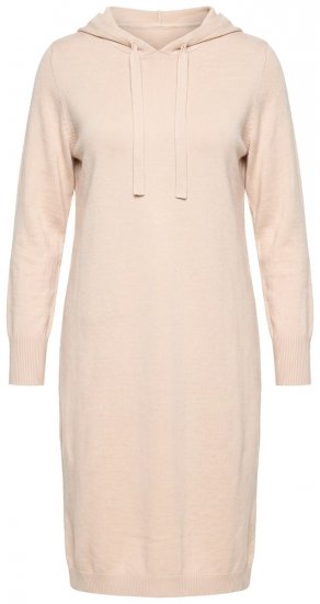 Ulla Popken 853669 Robe en maille à manches longues et capuche Beige - Robes midi - Robes mi-longues pour femmes rondes