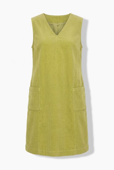 Ulla Popken 853697 Robe en velours côtelé sans manches à poches Vert clair - Robes d'été - Robes légères d'été en grande taille