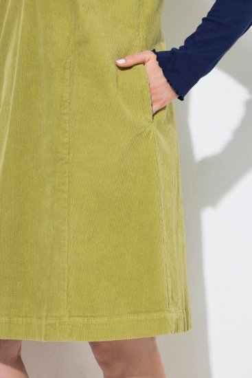 Ulla Popken 853697 Robe en velours côtelé sans manches à poches Vert clair - Robes d'été - Robes légères d'été en grande taille