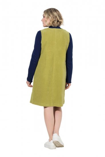 Ulla Popken 853697 Robe en velours côtelé sans manches à poches Vert clair - Robes d'été - Robes légères d'été en grande taille