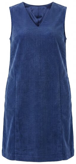 Ulla Popken 853697 Robe en velours côtelé sans manches à col V Bleu marine - Robes d'été - Robes légères d'été en grande taille