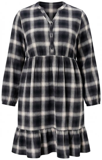 Ulla Popken 853728 Robe à carreaux et volants Noir - Robes - Des robes dans toutes les tailles