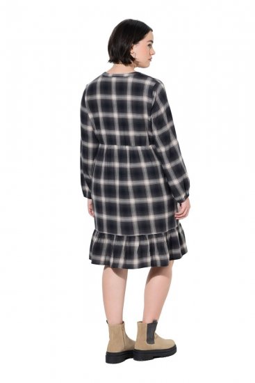 Ulla Popken 853728 Robe à carreaux et volants Noir - Robes - Des robes dans toutes les tailles