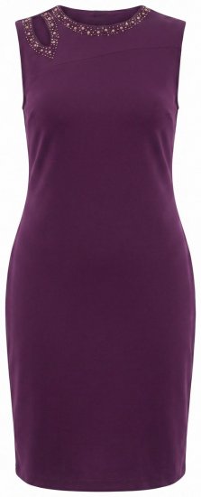 Ulla Popken 853766 Robe moulante à strass Prune - Robes de soirée - Robes de soirée en grandes tailles