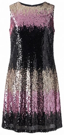 Ulla Popken 853768 Robe à sequins rayée Noir - Robes de soirée - Robes de soirée en grandes tailles