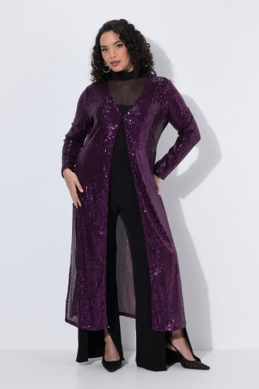 Ulla Popken 853770 Veste à sequins Prune - Vestes - Vestes grande taille pour femme