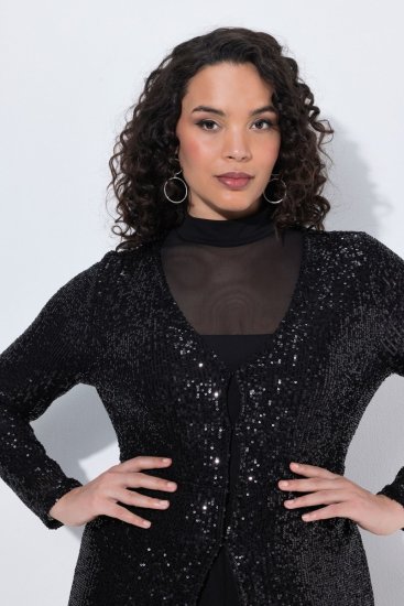 Ulla Popken 853770 Veste à sequins Noir - Vestes - Vestes grande taille pour femme
