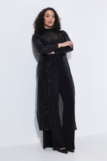 Ulla Popken 853770 Veste à sequins Noir - Vestes - Vestes grande taille pour femme