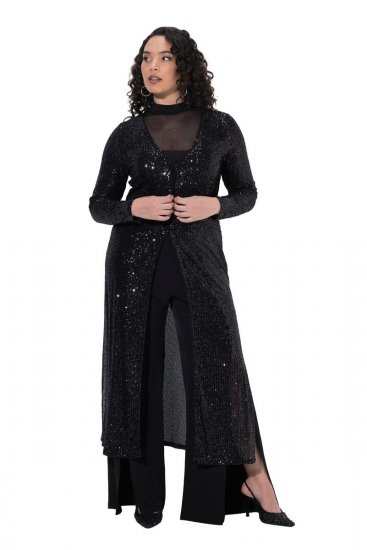 Ulla Popken 853770 Veste à sequins Noir - Vestes - Vestes grande taille pour femme