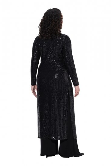 Ulla Popken 853770 Veste à sequins Noir - Vestes - Vestes grande taille pour femme