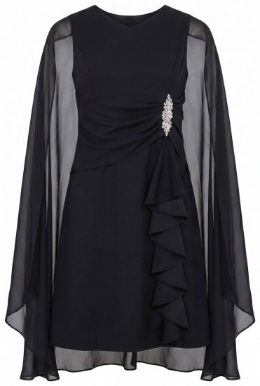 Ulla Popken 853774 Robe à volants Noir - Robes de soirée - Robes de soirée en grandes tailles
